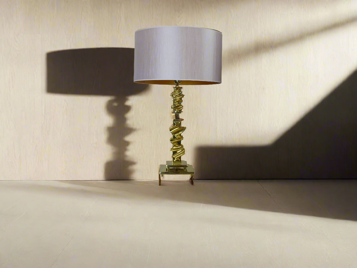 table lamp brass pine cone gilded naturalistic design lamp Maison Paris