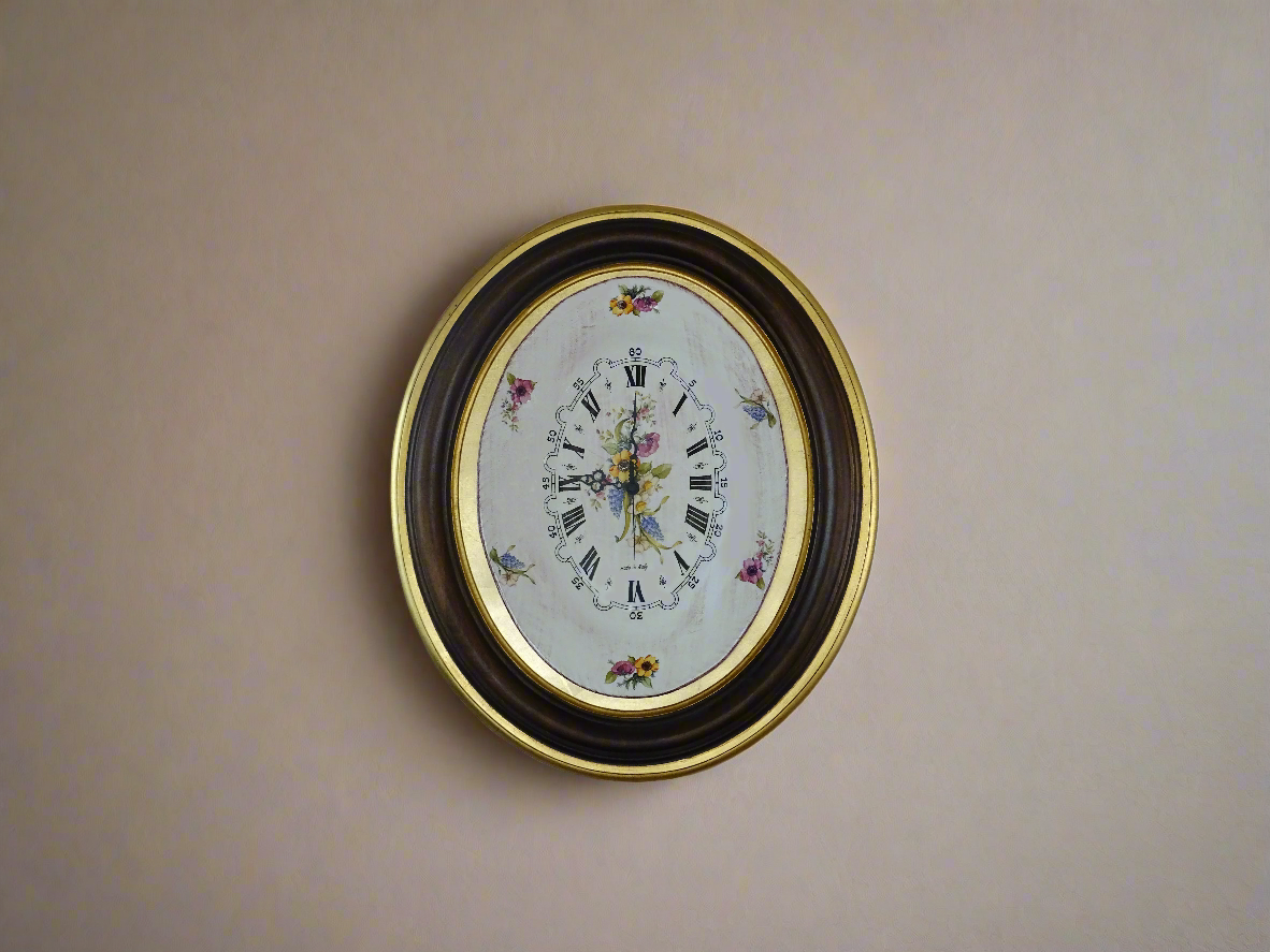 Italian Vanity Clock - Petit Point / Needlepoint Clock - Wind Up Clock
