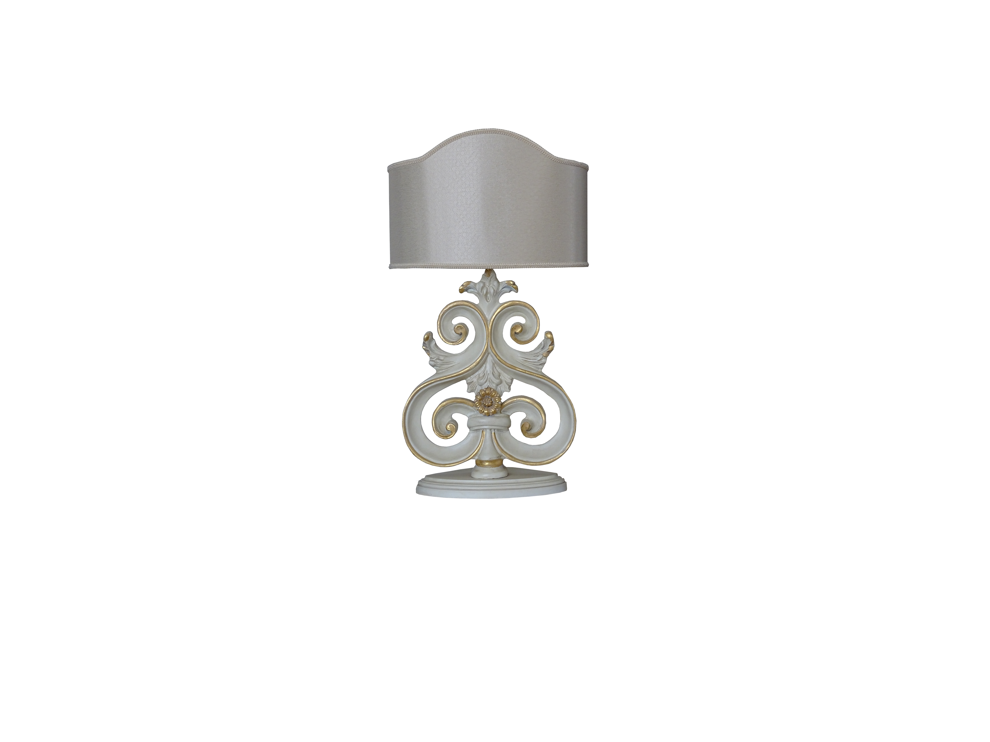 Lamp with Linen Shade, Heart Scroll Table Lamp, White Handmade Lamp, Lamp for Bedroom, Living Room, Office, Christmas Gift