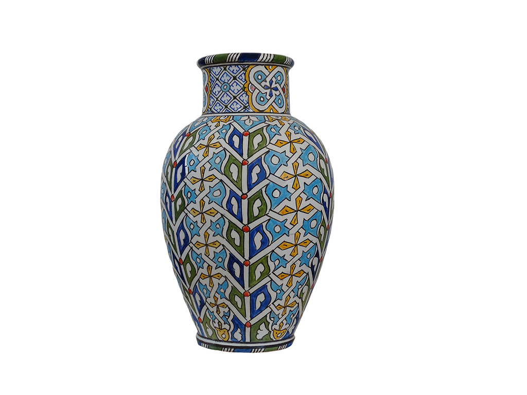 Vintage Handmade Hand Painted Moroccan Ceramic Vase - Zorastore