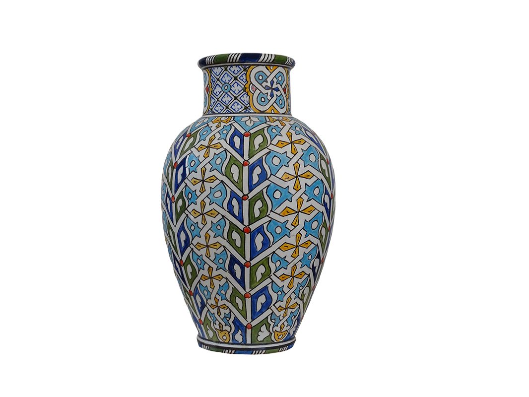 Vintage Handmade Hand Painted Moroccan Ceramic Vase