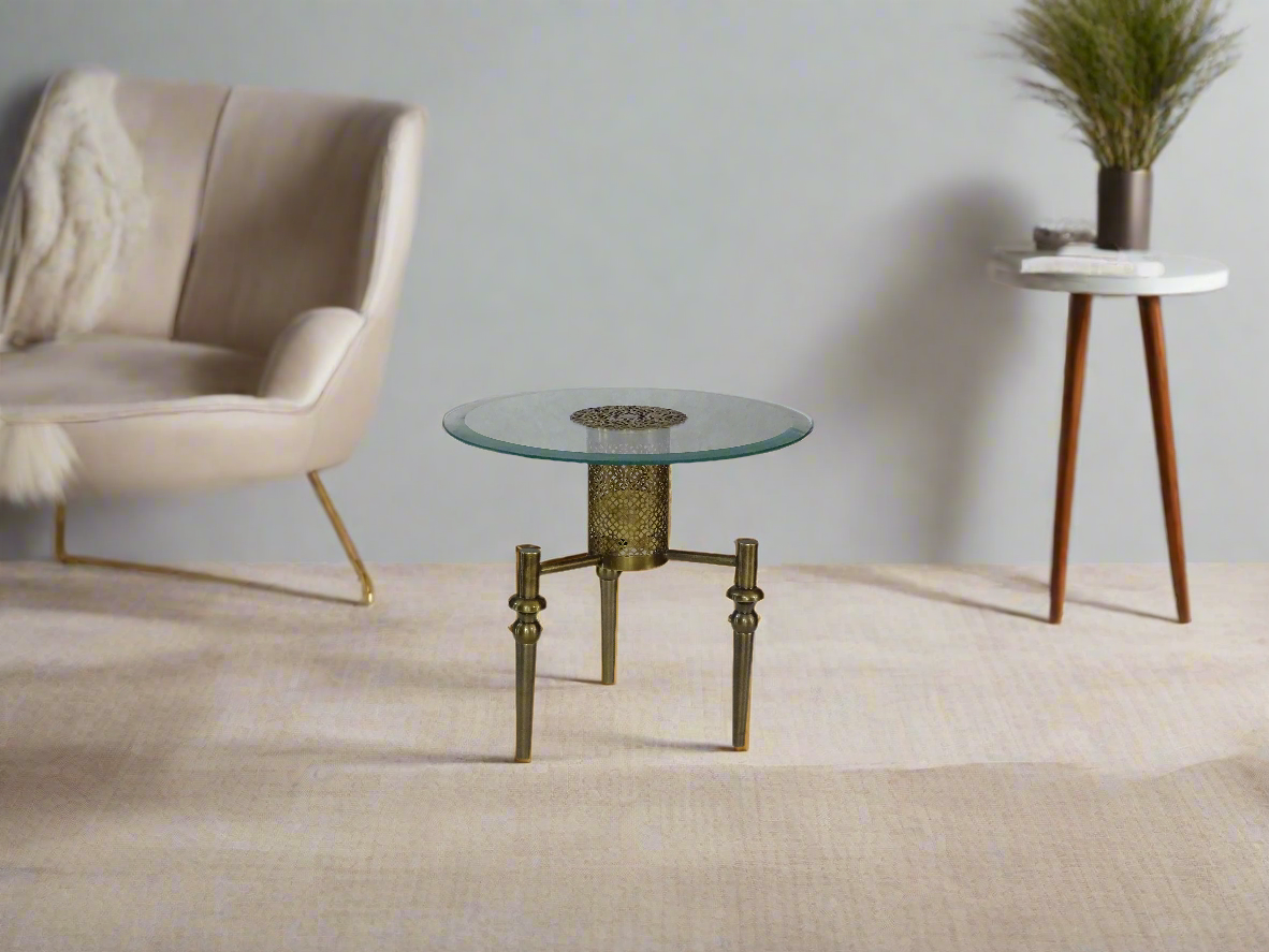 Vintage French Carved Plumes Glass coffee table
