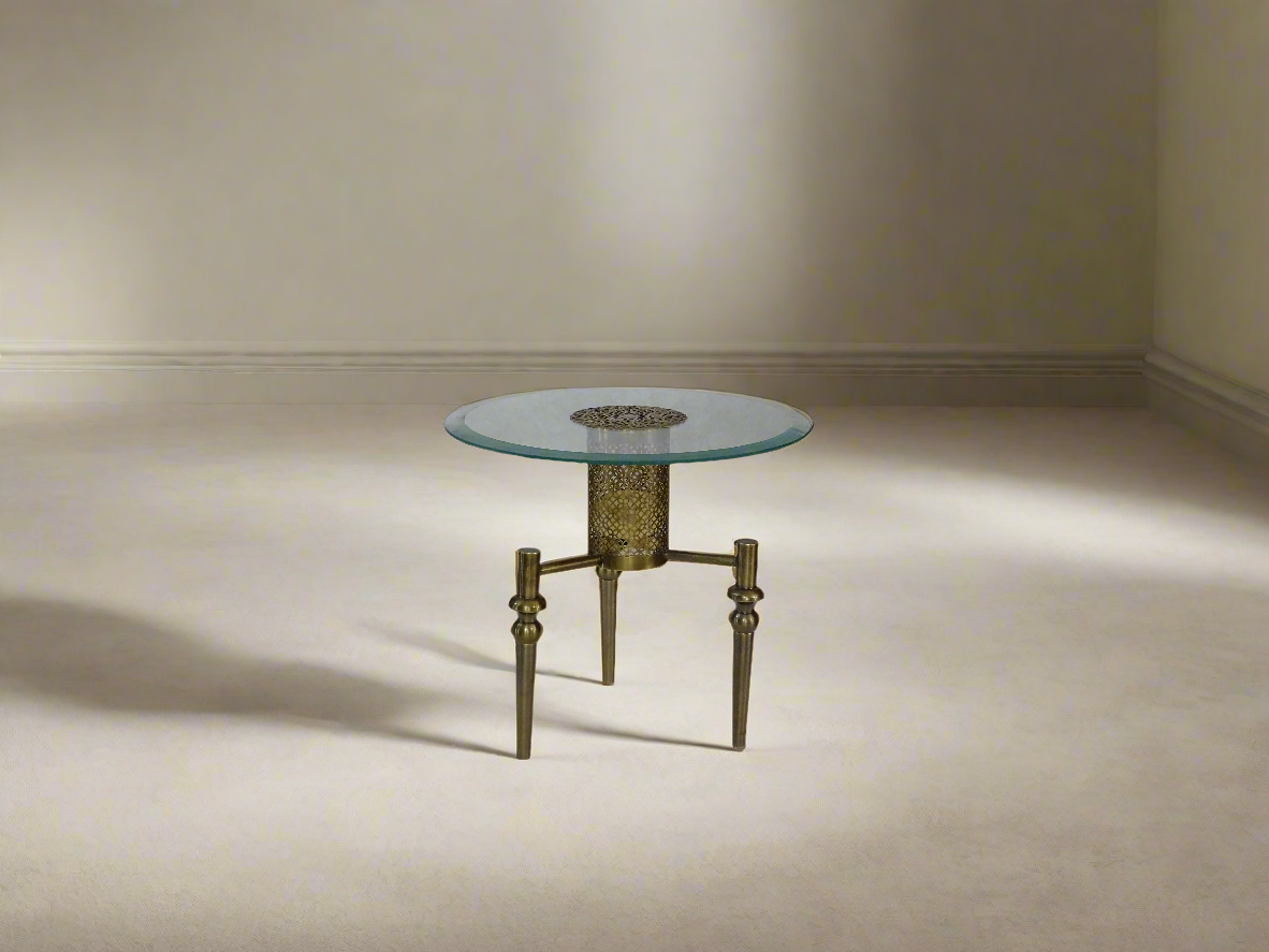 Vintage French Carved Plumes Glass coffee table