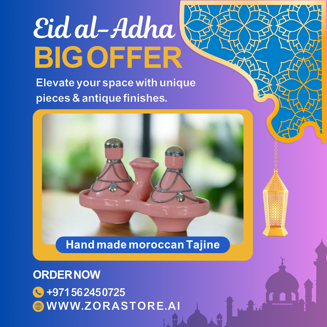 Zora store llc - Hand Crafted Moroccan Pink painted Small Tagine Double Spice Holder