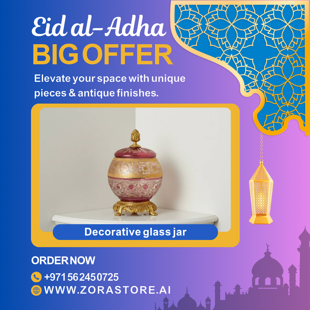 Decorative glass jar with gold embellishments - zora store llc