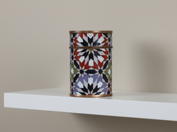 Decorative cylindrical tin with geometric pattern - zora store llc