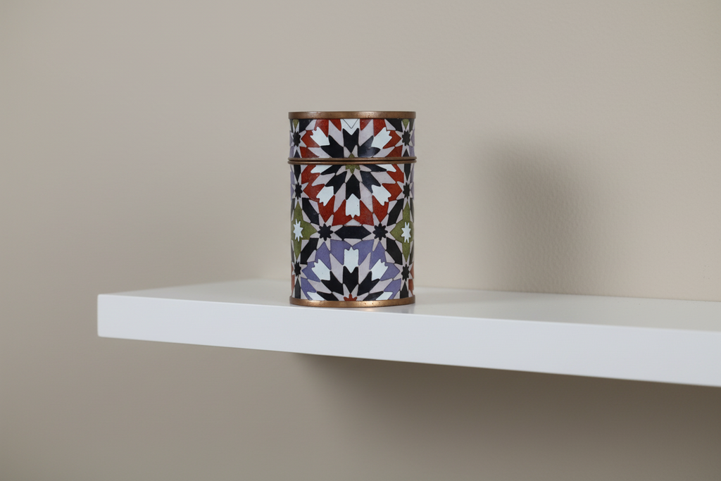 Decorative cylindrical container with geometric pattern - zora store llc