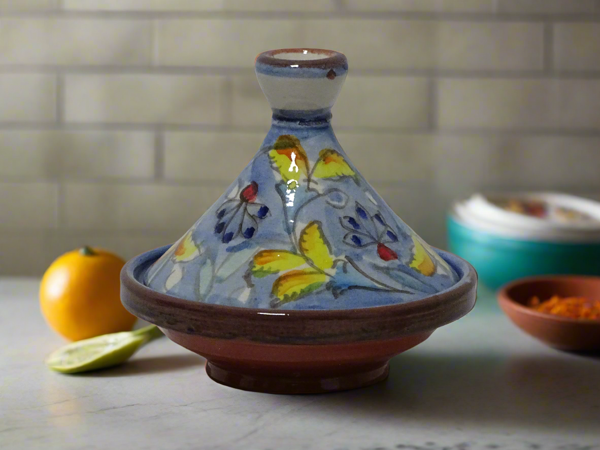 Moroccan Handmade Serving Tagine, Lead-Free, handmade baking pot with lid