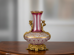 Decorative vase with gold accents and pink glass - zora store llc