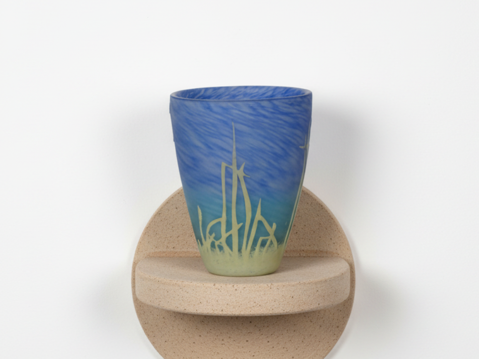 Blue and green glass vase with underwater - zora store llc
