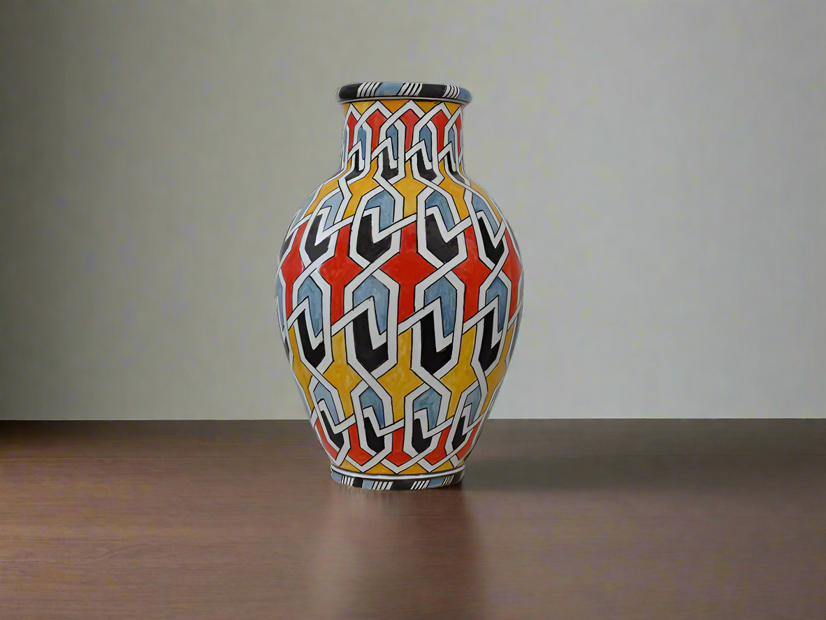 Vintage Small Hand Painted Colorful Authentic Pottery Talavera Vase