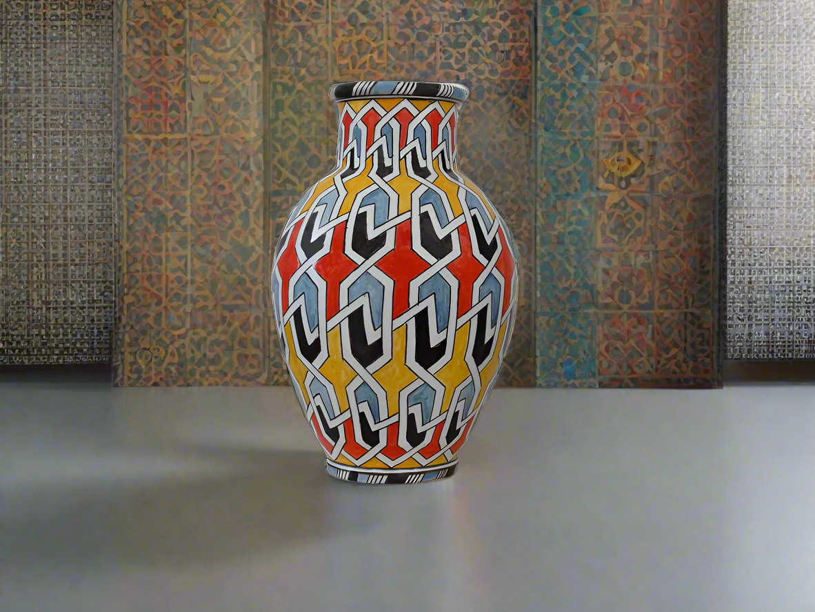 Vintage Small Hand Painted Colorful Authentic Pottery Talavera Vase