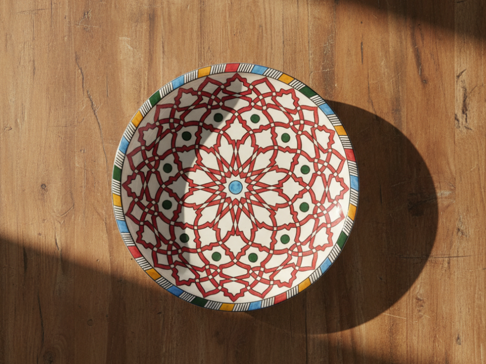 Decorative plate with a geometric pattern - zora store llc
