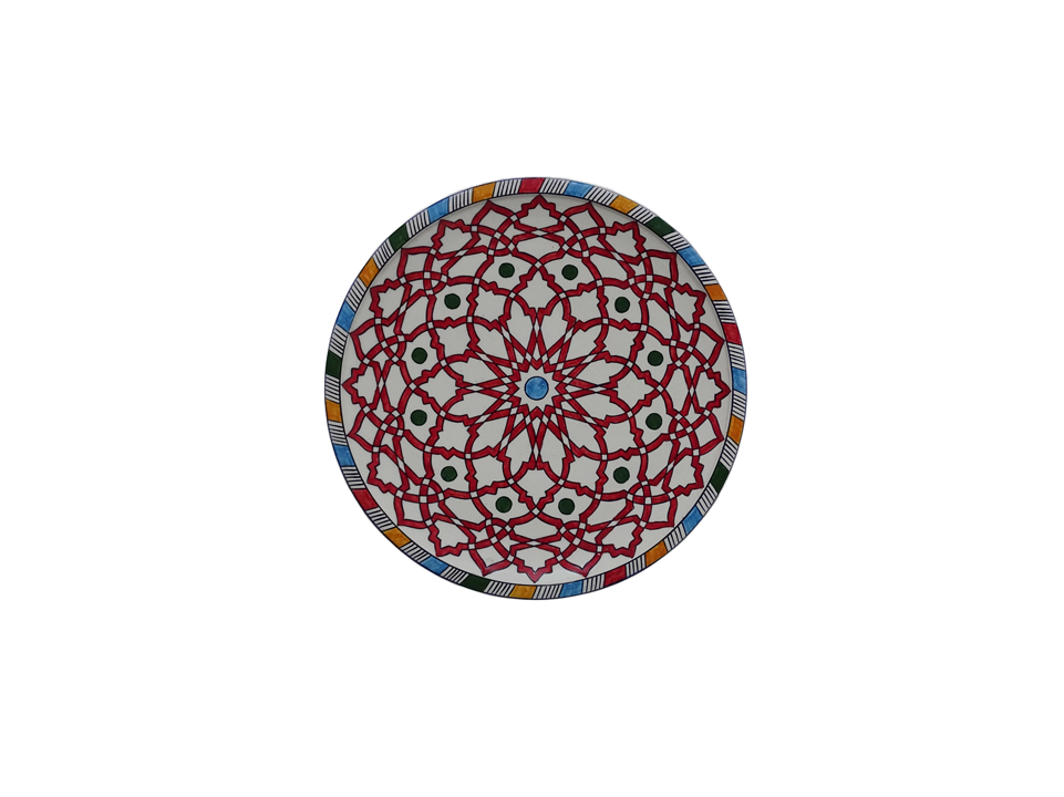 Decorative ceramic hand made plate with a geometric pattern - zora store llc