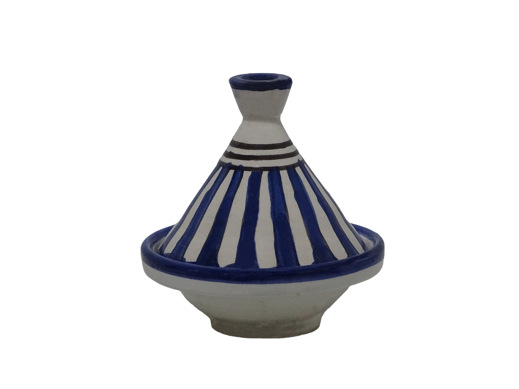 Moroccan Tagines Pots - Small- white and blue line - zora store llc