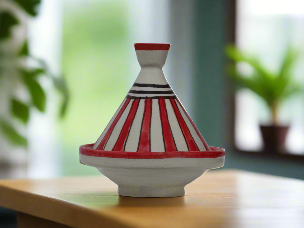 Moroccan Tagines Pots - Small- red and black line