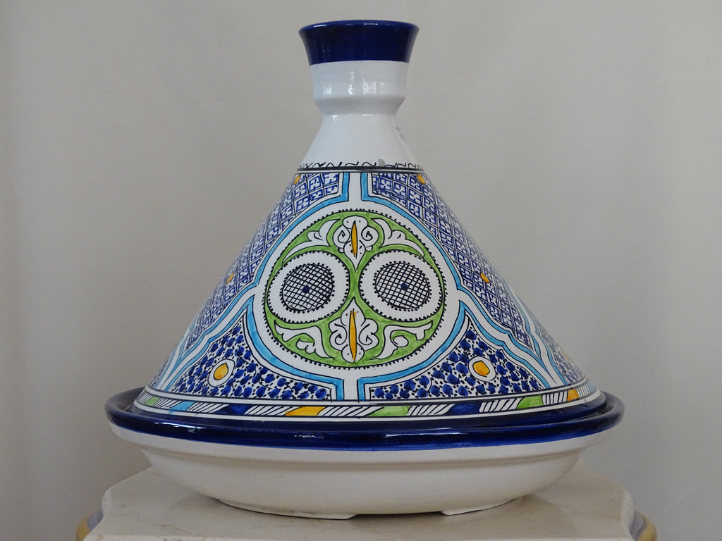 Moroccan Serving Traditional Pottery Hand Painted Tagine. - Zorastore