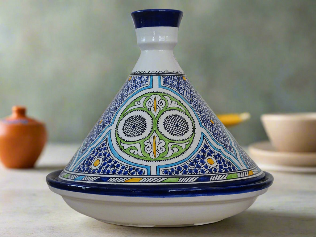 Moroccan Serving Traditional Pottery Hand Painted Tagine. - Zorastore