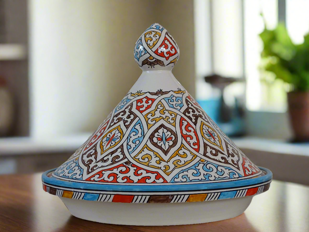 Hand-Painted Moroccan Tagine,  & Serving Pot, Handmade For Your Kitchen - Zorastore