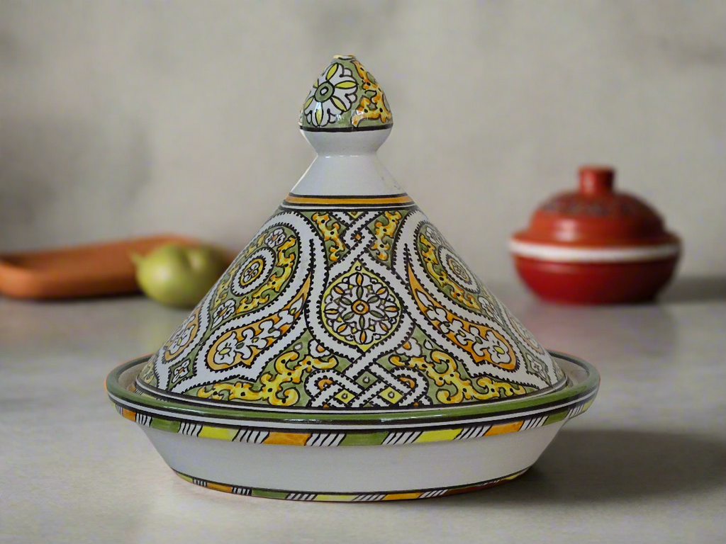 Moroccan Tagine For Serving | Handmade and Hand-Painted Clay Tagine - Zorastore