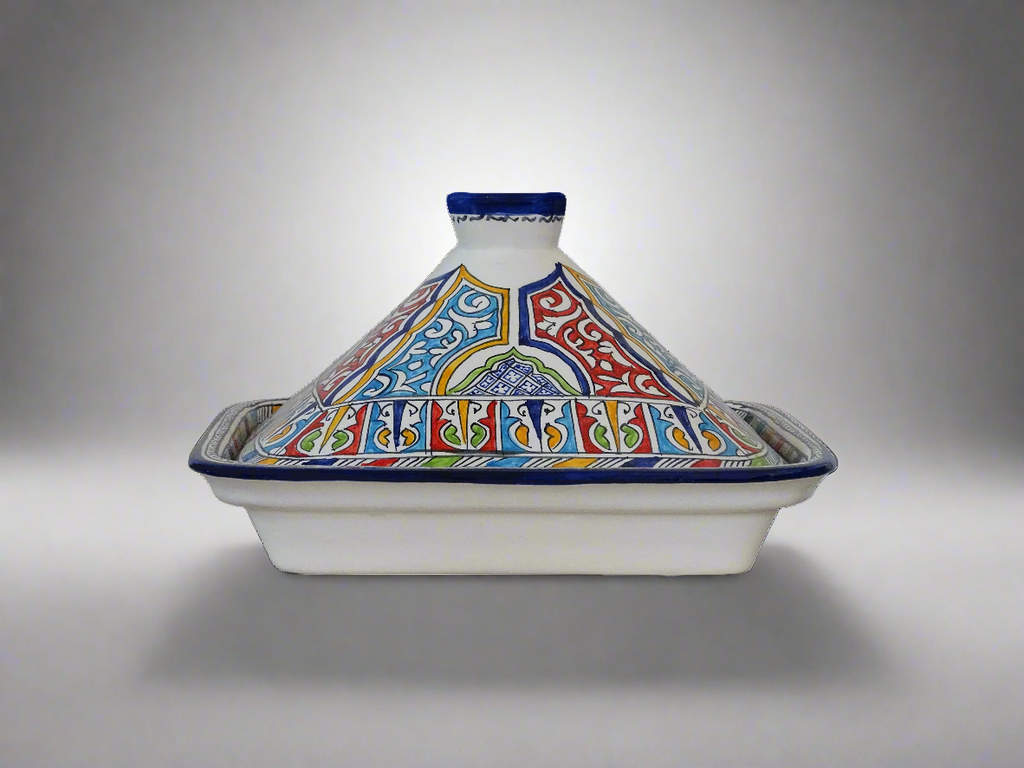 Traditional Moroccan Pottery Large clay pot for serving with a lid tajine Marrakesh Tagine - zora store llc
