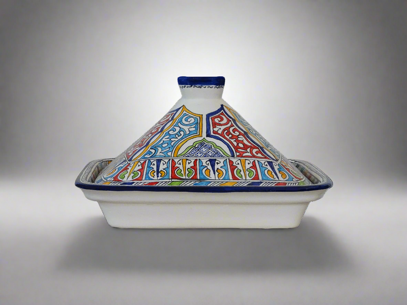Traditional Moroccan Pottery Large clay pot for serving with a lid tajine Marrakesh Tagine - zora store llc