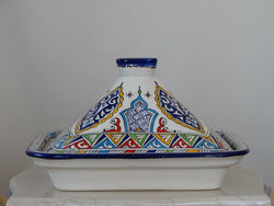 Moroccan Pottery's Large high clay made Tajine, designed for serving tasty meals - zora store llc
