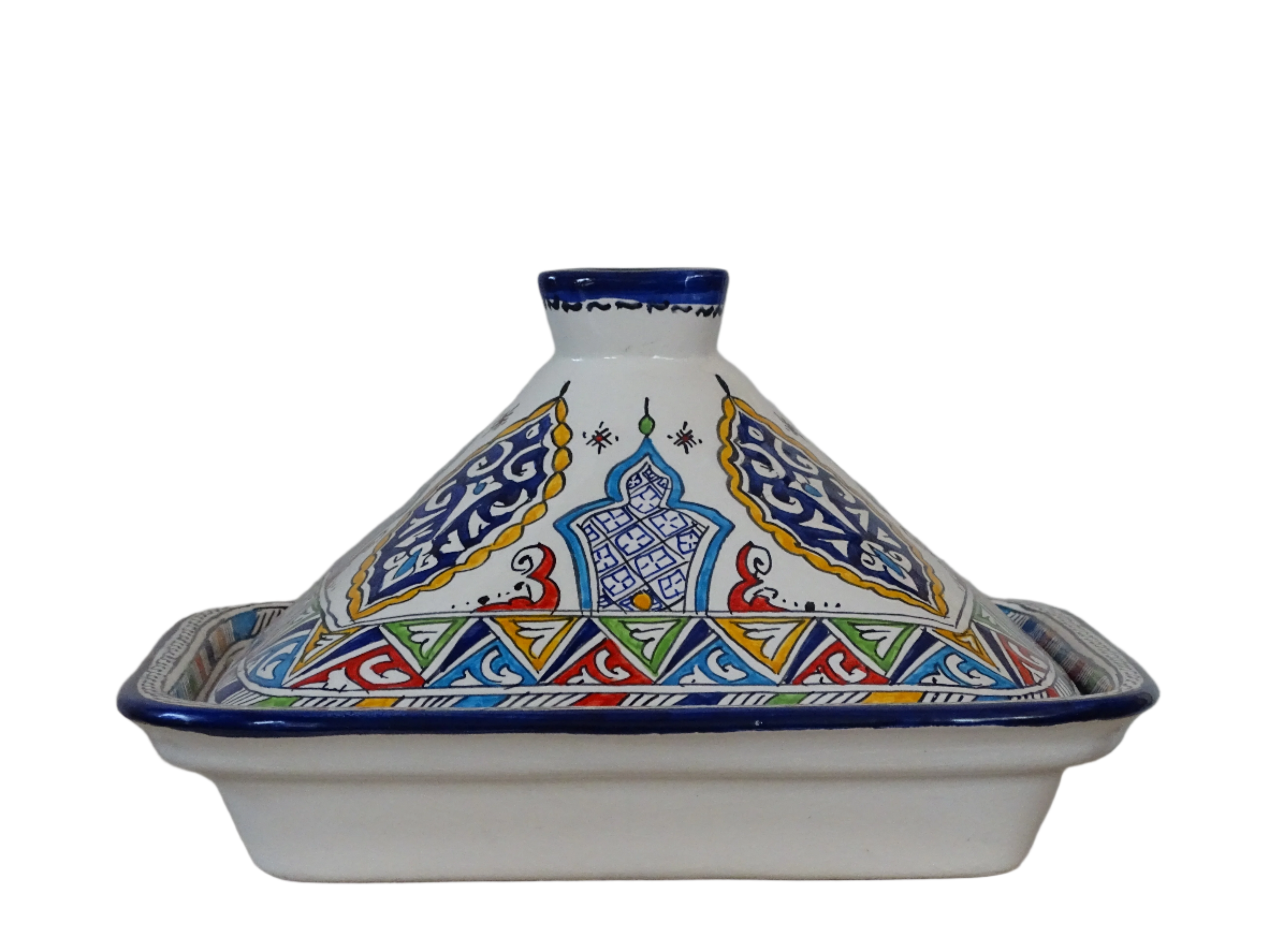 Moroccan Pottery's Large high clay made Tajine, designed for serving tasty meals.  this pot includes a lid, perfect for keeping dishes warm