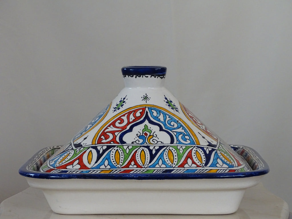 Moroccan hand-painted high quality clay made serving Tagine  - zora store llc