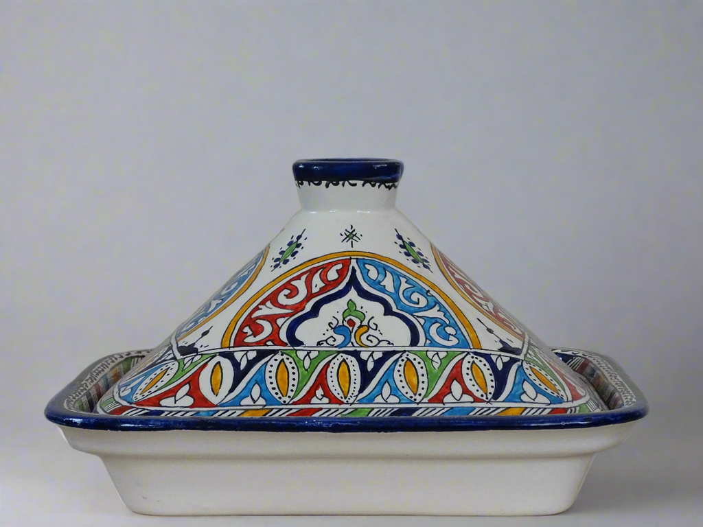 Moroccan hand-painted high quality clay made serving Tagine  - zora store llc