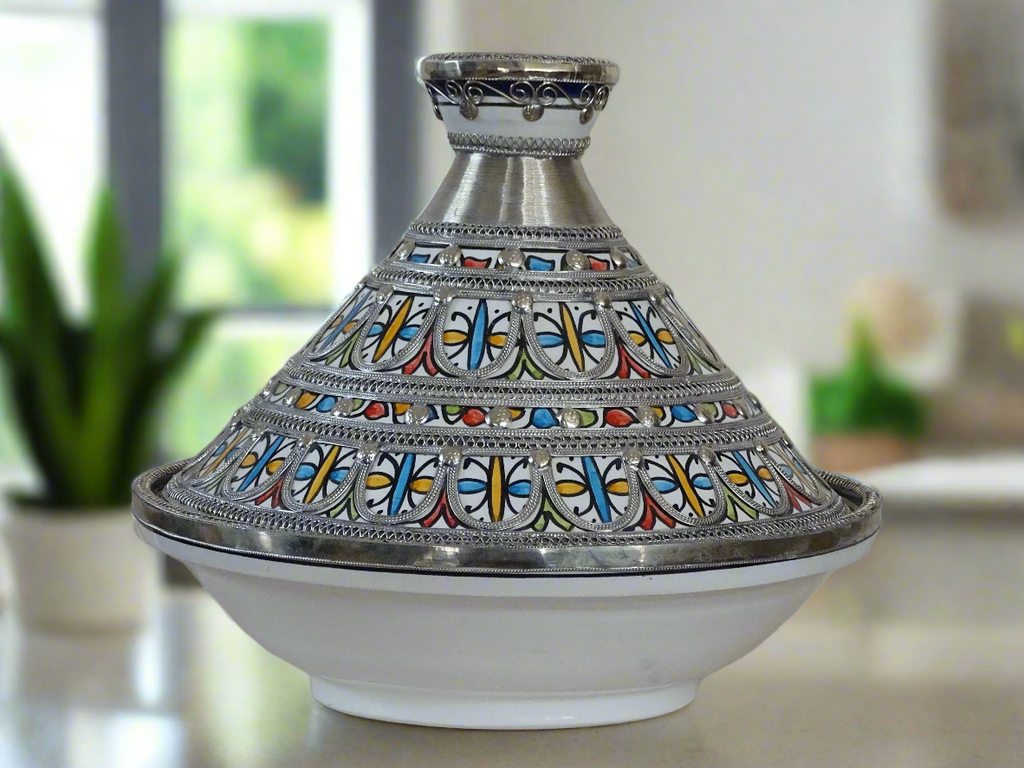 Zora store llc - Moroccan tagine with nickel silver hand made