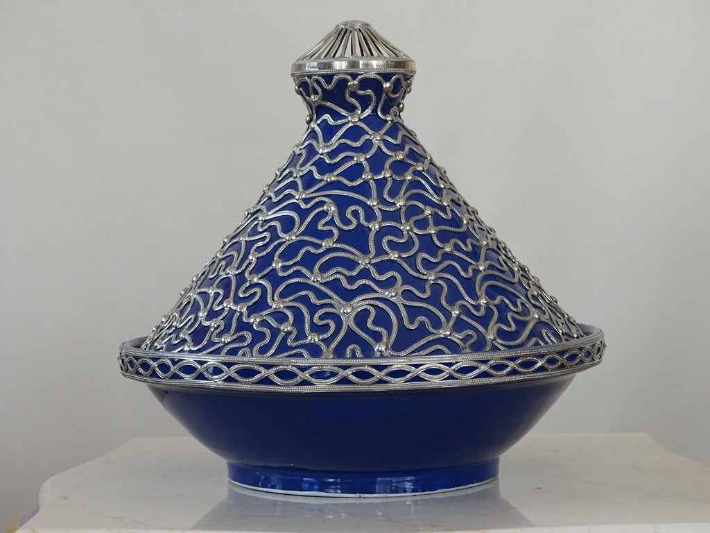 Tagine with Silver covered hand made Moroccan - zora store llc