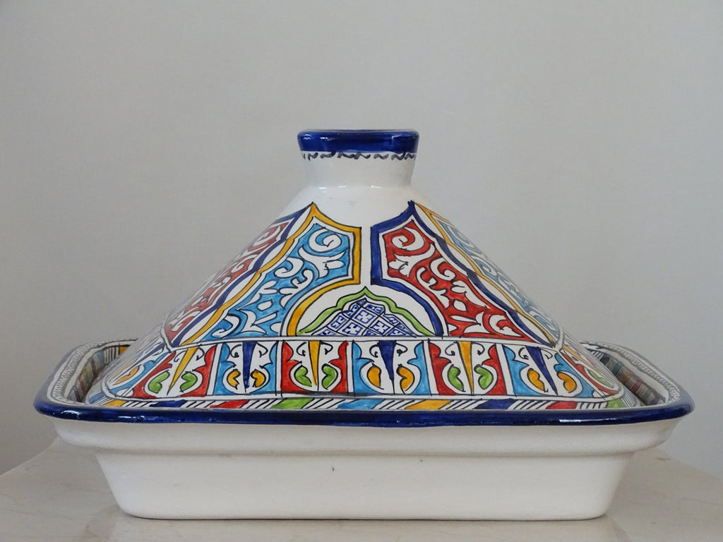 Traditional Moroccan Pottery Large clay pot for serving with a lid tajine Marrakesh Tagine - zora store llc