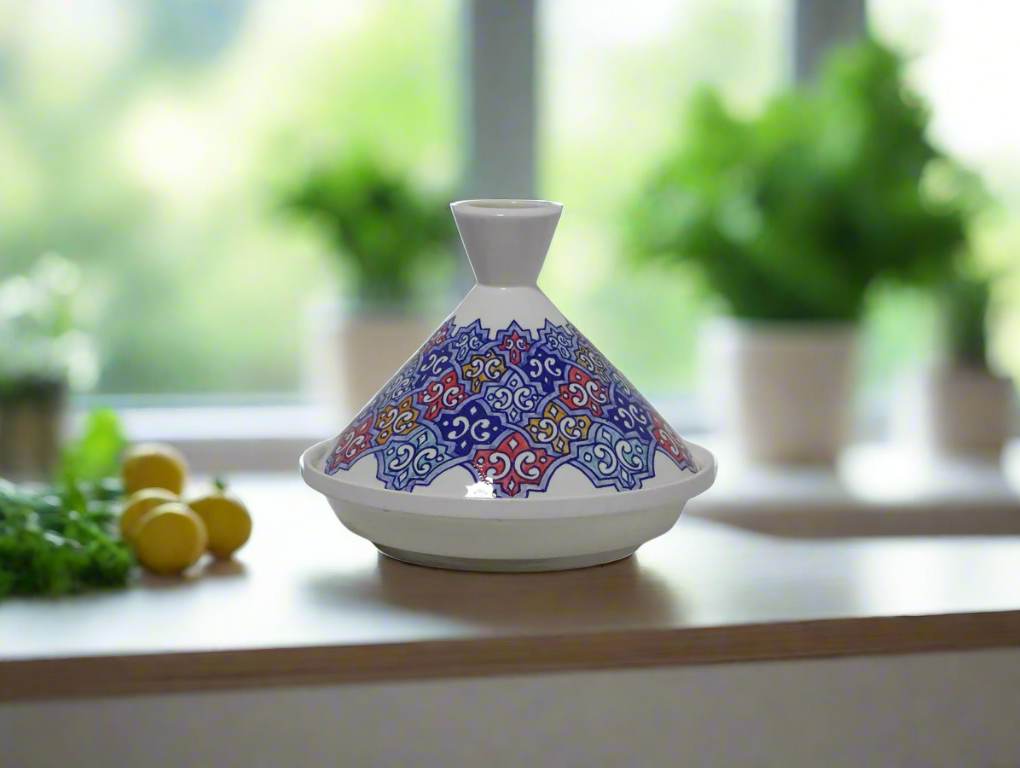Tagine Handmade and painted, perfect for keeping dishes warm - zora store llc