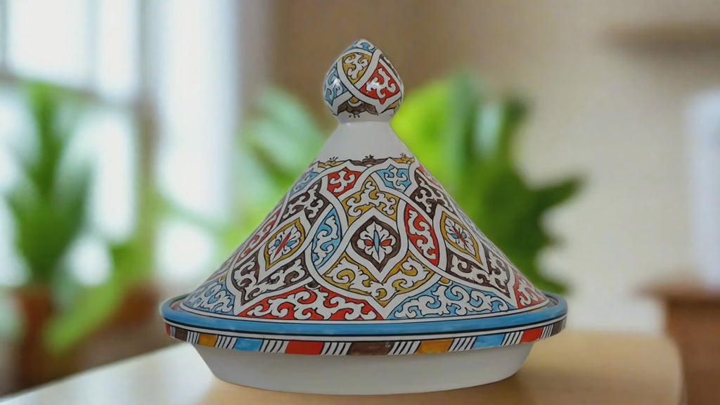 Hand-Painted Moroccan Tagine,  & Serving Pot, Handmade For Your Kitchen