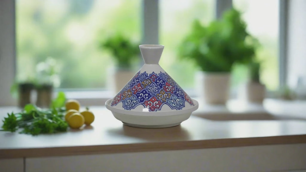 Tagine Handmade and painted, perfect for keeping dishes warm - zora store llc