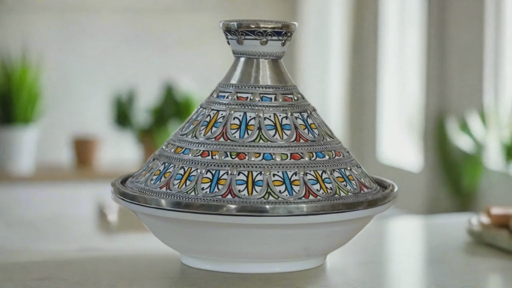 Zora store llc - Moroccan tagine with nickel silver hand made