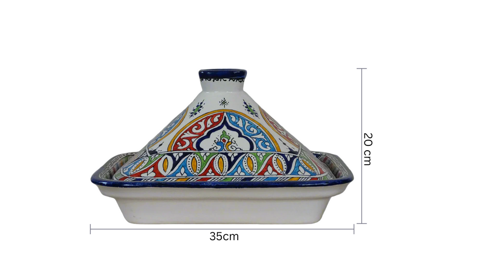 Moroccan hand-painted high quality clay made serving Tagine  - zora store llc