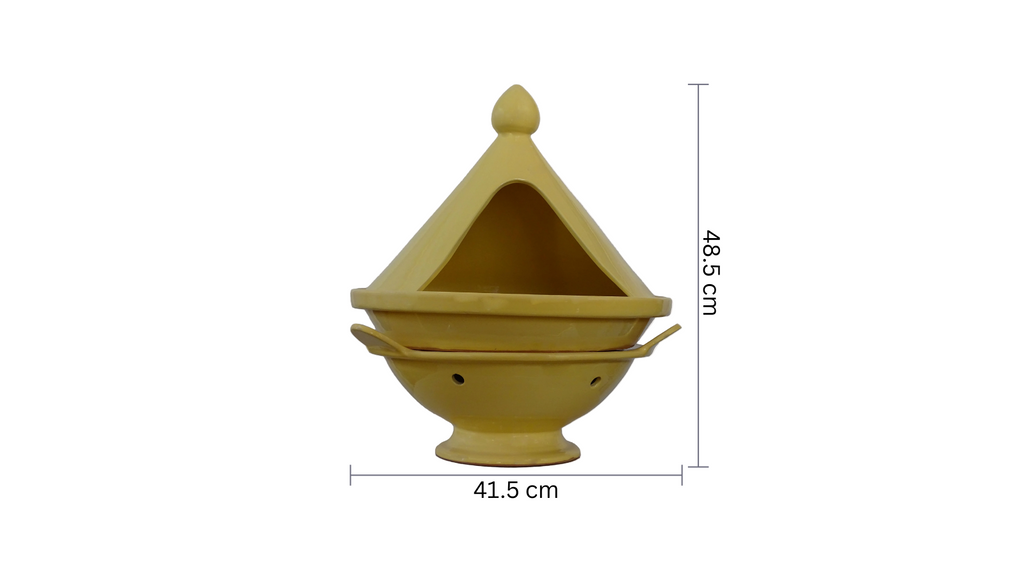 Yellow pottery tagine - Handmade and Hand Painted Tagine - zora store llc