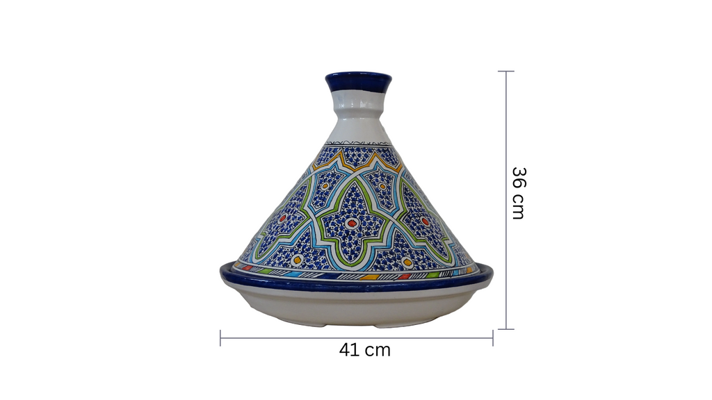 Moroccan Tagine,  Serving, Hand-painted, perfect for keeping dishes warm. - Zorastore